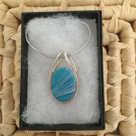 Handcrafted Azure Oval Pendant   