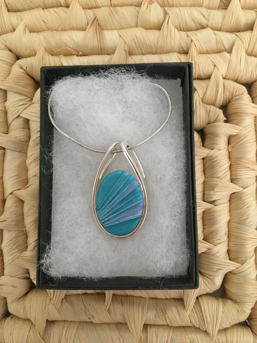 Handcrafted Azure Oval Pendant   