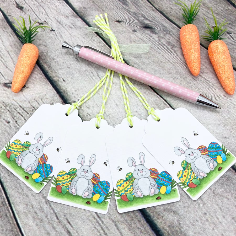 Easter Bunny Boy Gift Tags - set of 4 tags - Cute Easter gift tags