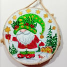 Christmas  Gonk on a woodslice hand painted 