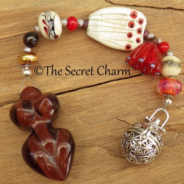 Goddess Lilith Prayer Beads, Meditation Beads With Ruby & Garnet Gemstones
