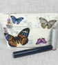 Makeup bag, zipped pouch, cosmetic bag, butterflies