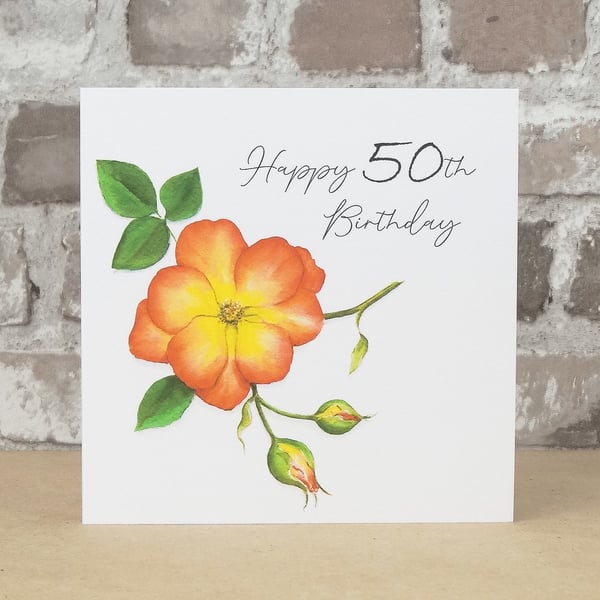 Birthday Card Rose Personalised with any Birthday AGE