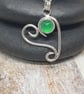 Sterling Silver 925 Unique Heart Pendant With Green Agate - Image 5