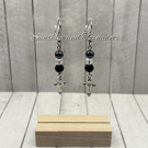 Handmade hypoallergenic Obsidian, Hematite & Czech Crystal Cross Earrings