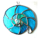 Ammonite Stained Glass Suncatcher Turquoise Sea-Colours 053