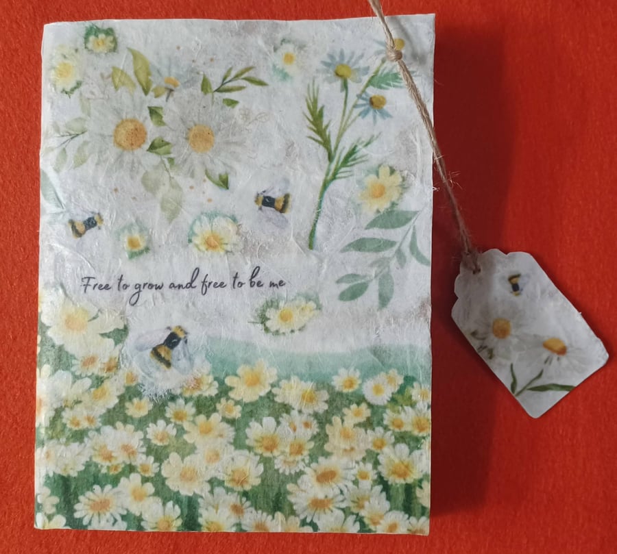 Image of A6 Notebook Daisy and Bee Collage