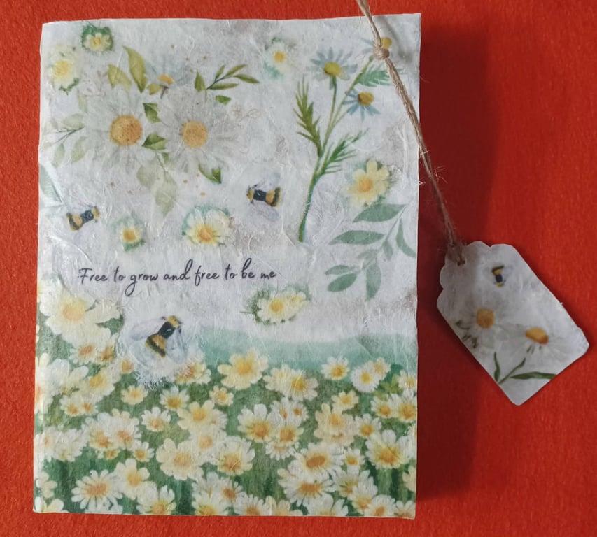 A6 Notebook Daisy and Bee Collage