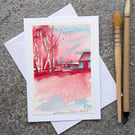 Red Barn. Blank Card. Original Watercolour 260185