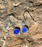 Cobalt Blue Seaglass Drop Earrings - 1374