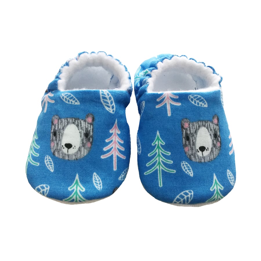 Baby Shoes First Walkers BLUE BEARS Kids Slippers Pram Shoes Gift Idea 0-9Y