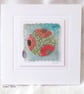 HAND EMBROIDERED FLORAL GREETING CARD ON HAND DYED FABRIC