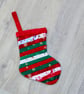 Small Scrappy Fabric Hanging Christmas Stocking - Image 6