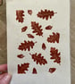 Set of 3 - Falling leaves Linoprints Oak, Sycamore and Chestnut : Hand-Burnished - Image 3