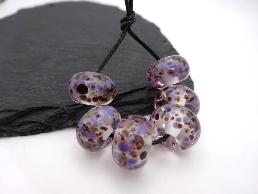 purple frit lampwork glass beads