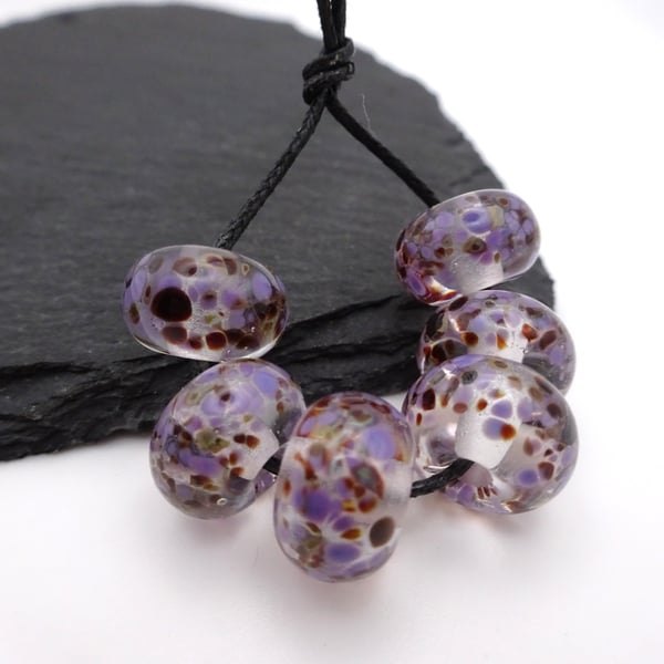 purple frit lampwork glass beads