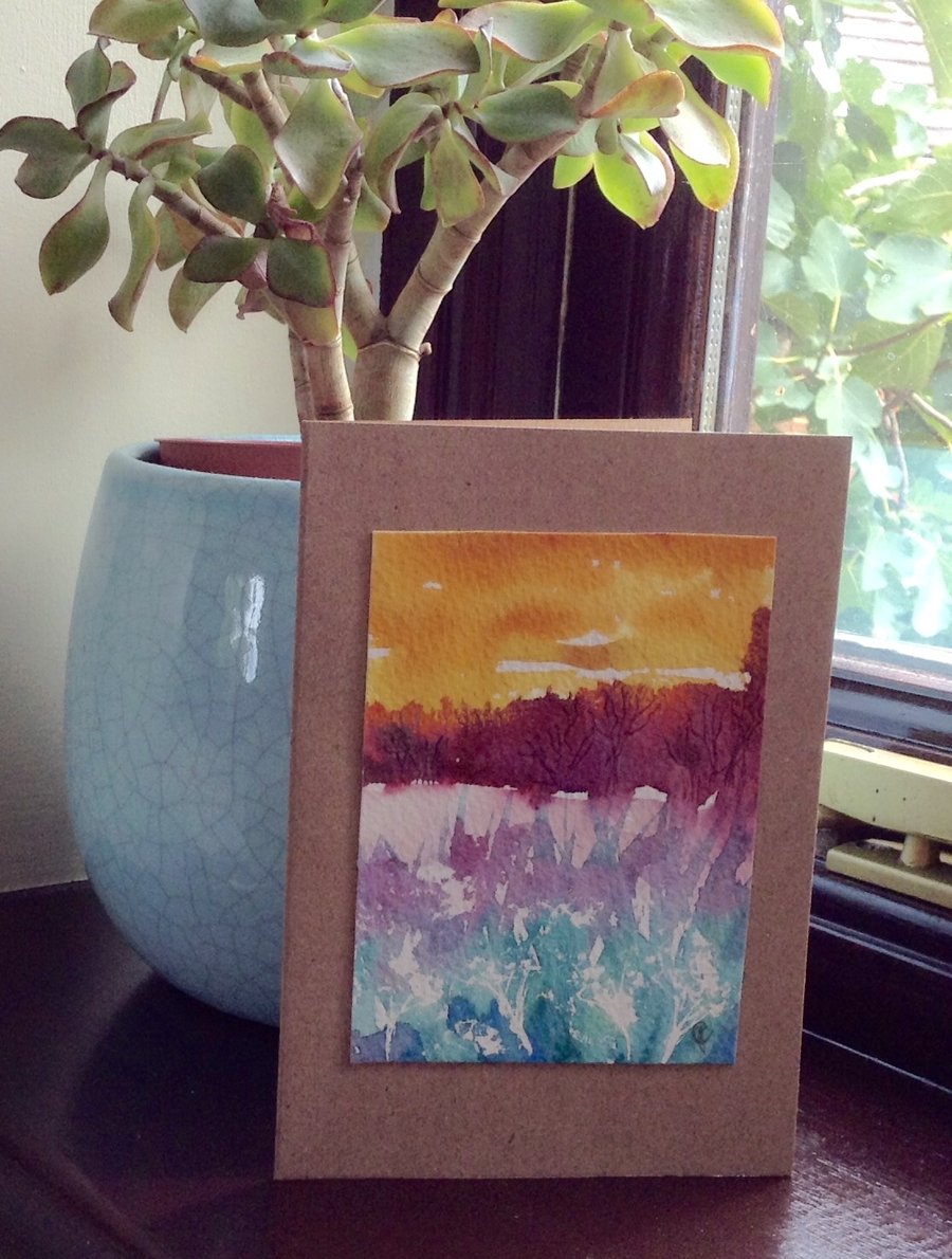 Greetings card hand painted landscape