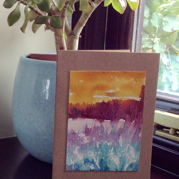 Greetings card hand painted landscape