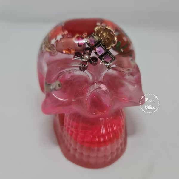 Pretty Pink Resin Skull Ornament
