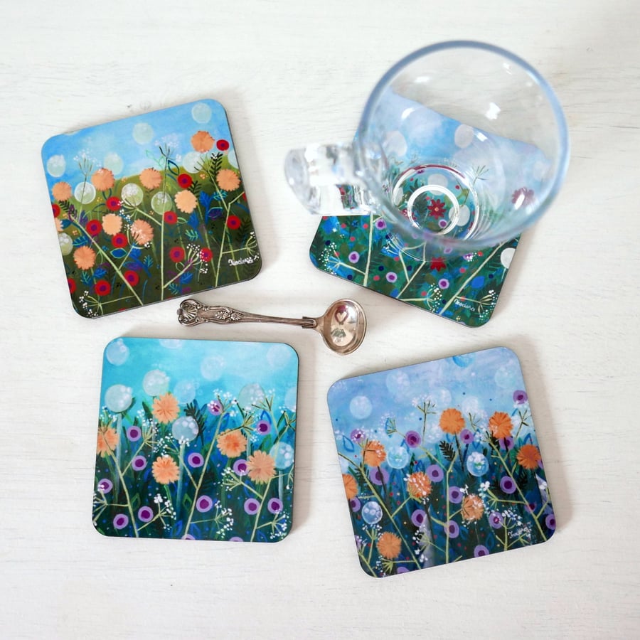 Meadow Coasters, Art Coasters, Flower Coasters, Homeware, Tablescape
