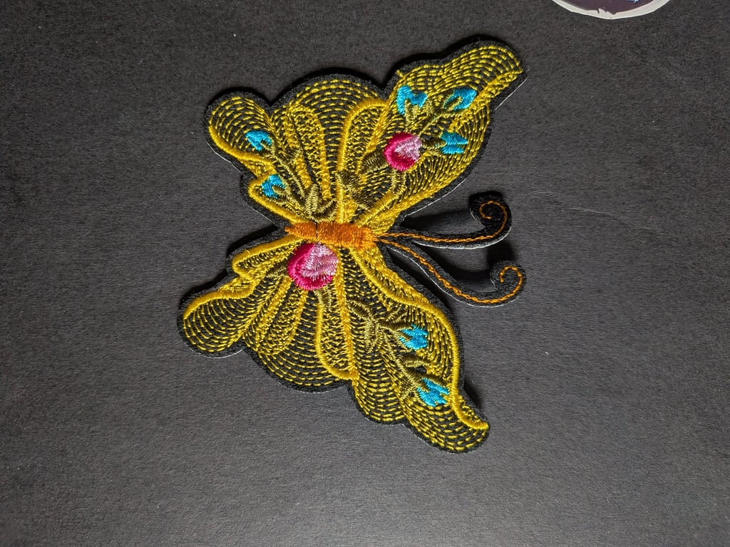 Butterfly Yellow - Embroidered  Iron on Patch