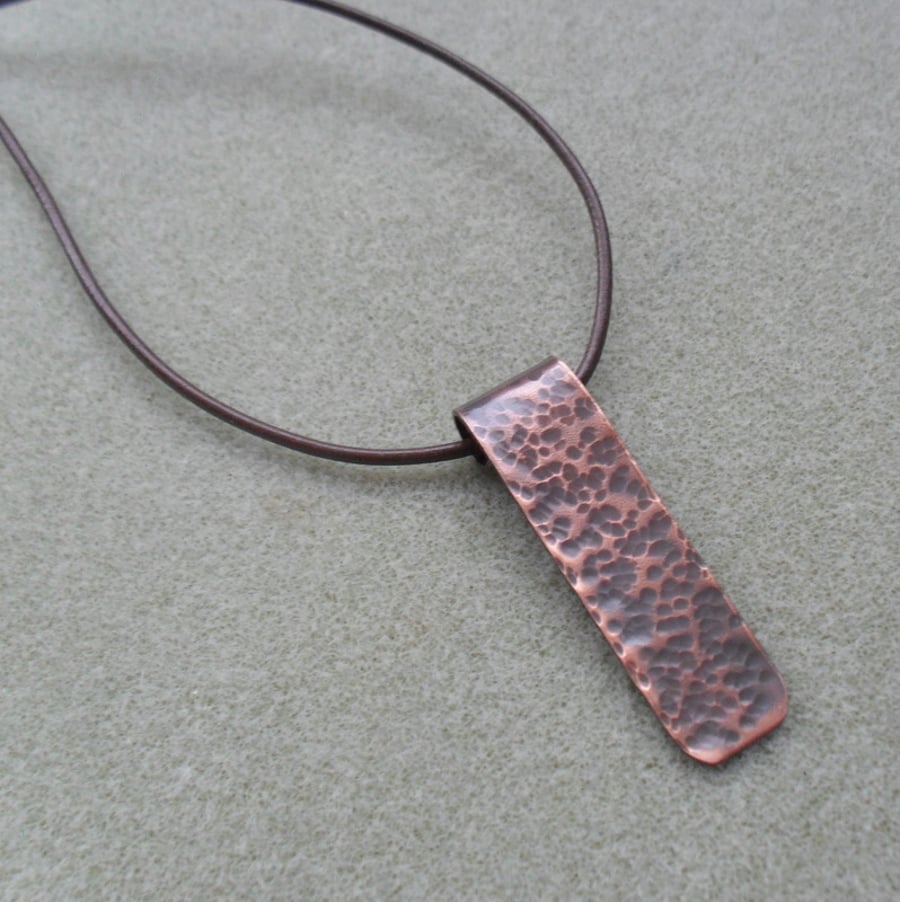  Vintage Copper Bar pendant With Sterling Silver 