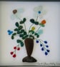 Handmade Sea Glass Floral Bouquet Picture - Framed 8x8 Elegant Brown Vase Art