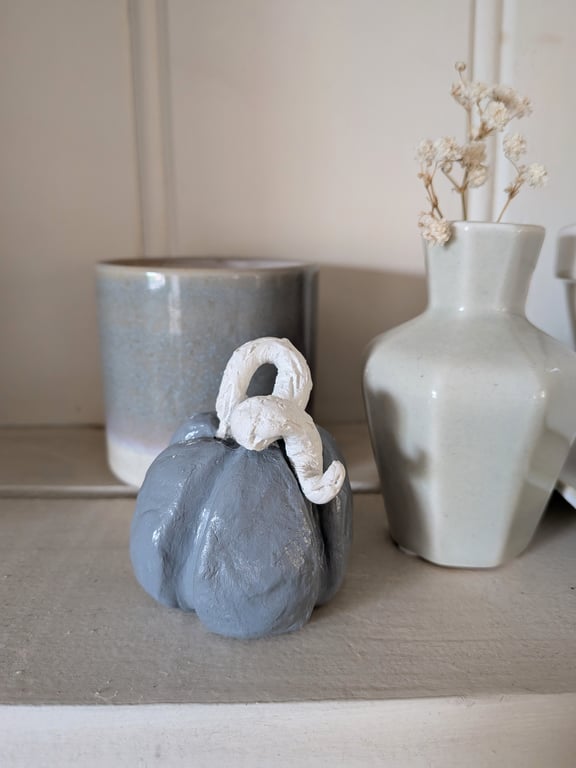 White & Navy Clay Pumpkin 