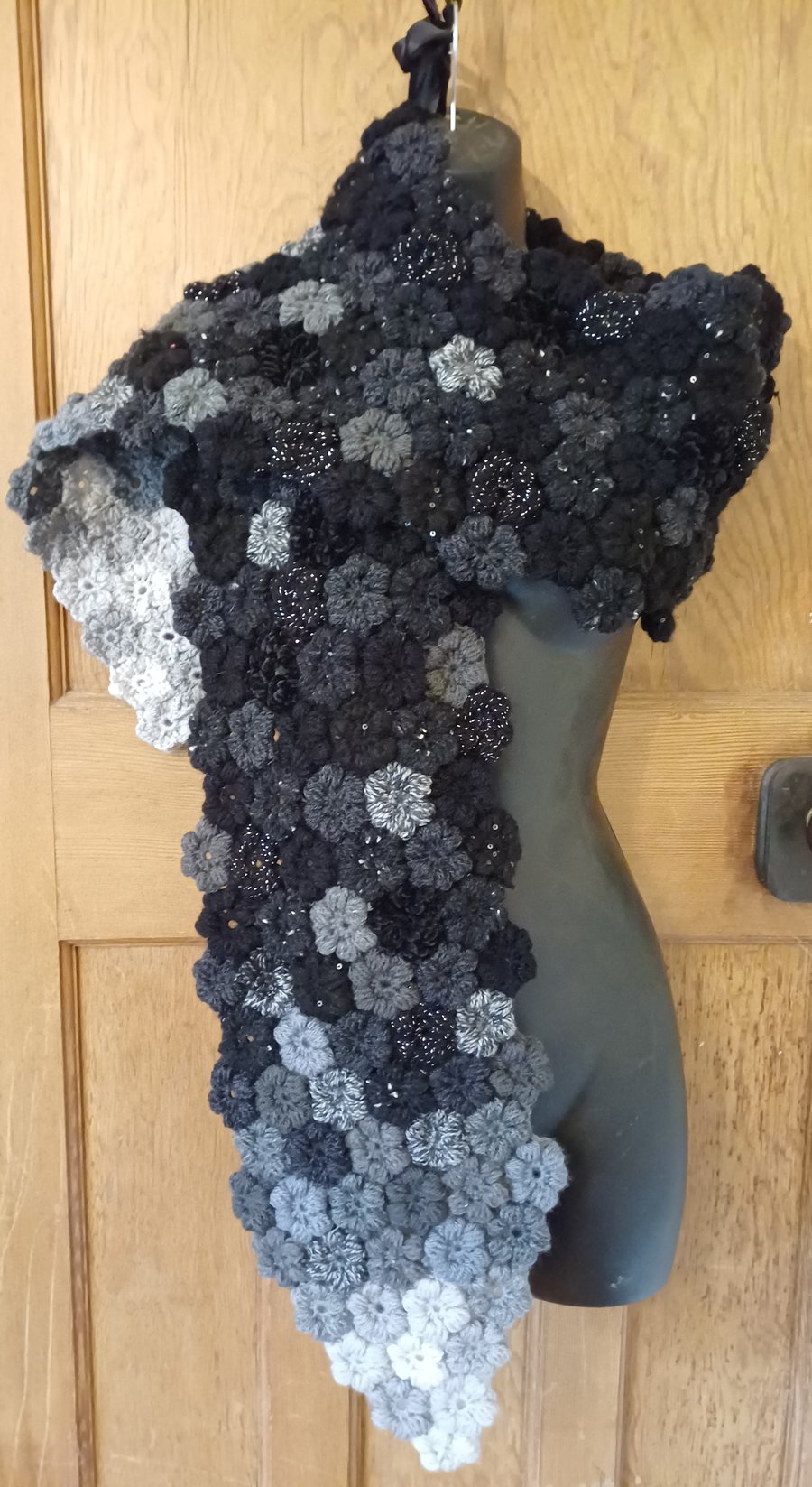 Crochet flower scarf