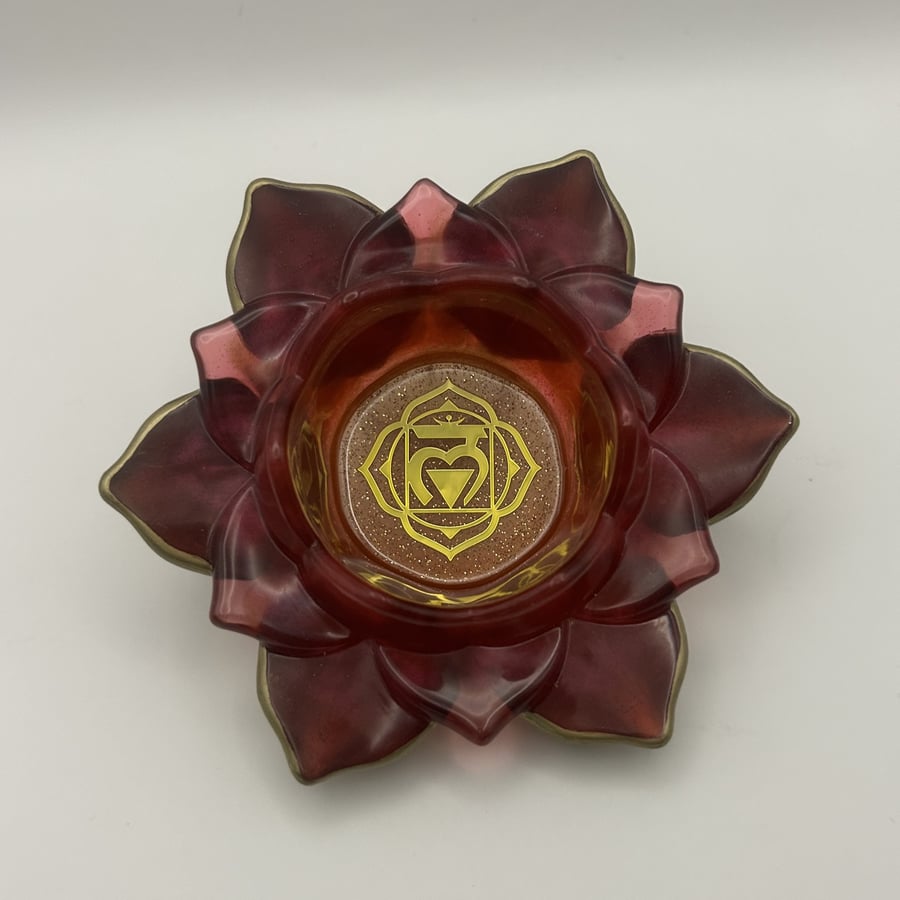 Chakra Inspired Resin Lotus Tealight Holders - Inner Flame Root