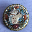 Hand Embroidered Leafy Squirrel Brooch