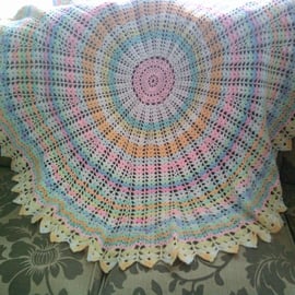 Pastel Shades Circular Crochet Blanket