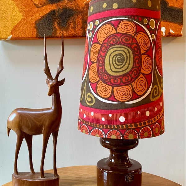 RARE Red Scandi Nordic style 60s 70s Vintage Fabric Lampshade option 