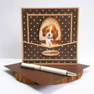 "Birthday Wishes" Greeting Card, Puppy Love, Beagle, Brown-Beige, Square, Blank