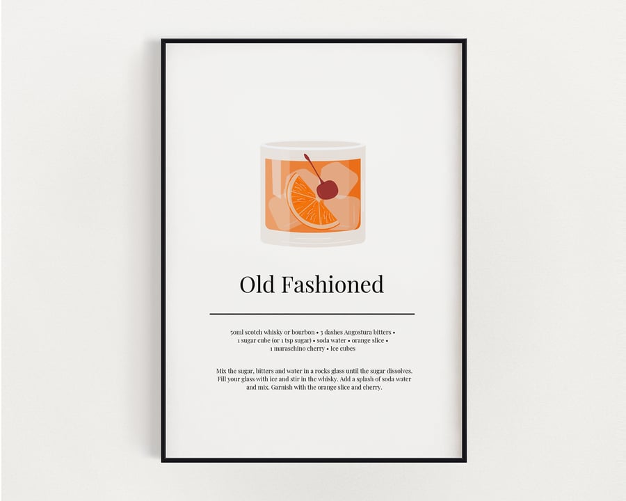 OLD FASHIONED COCKTAIL WALL ART PRINT