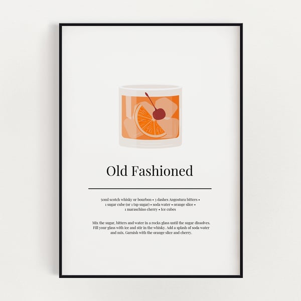 OLD FASHIONED COCKTAIL WALL ART PRINT