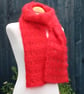 Crochet Broomstick Lace Scarf in Red Mohair - Image 7