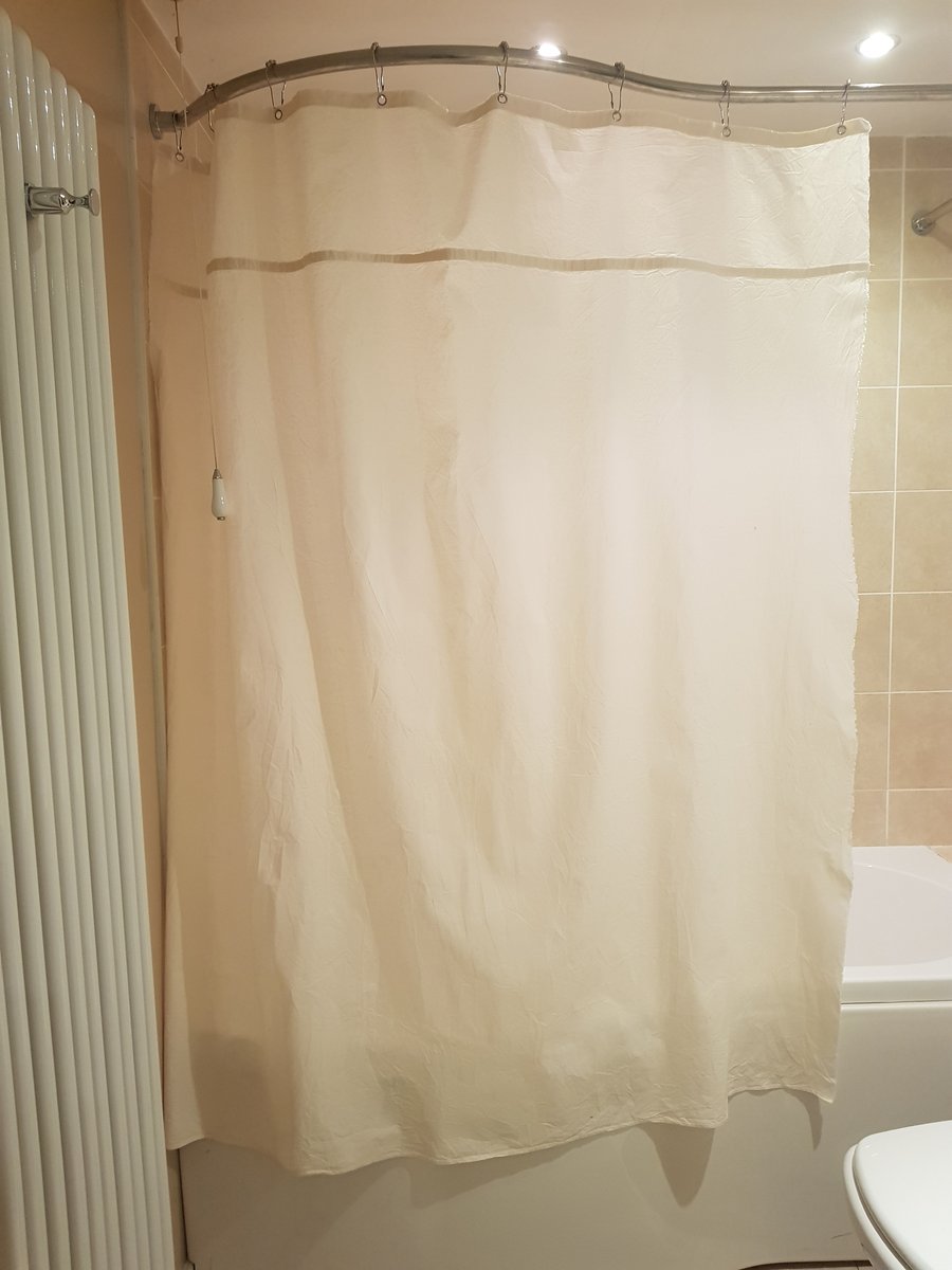 Natural WIDE Organic Cotton Shower Curtain, washable non-waxed