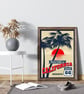 California retro travel poster, California Route 66 travel print, USA travel art - Image 2