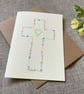 Hand-drawn floral cross card, blank inside, baptism, christening, Easter - Image 1