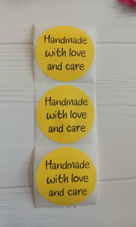 50 'Handmade With Love & Care' Thermal Printed Stickers (200Y)