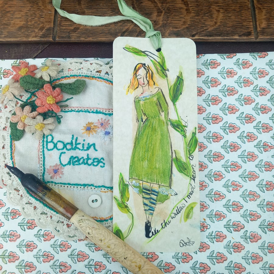 Hand painted bookmark  'willow'