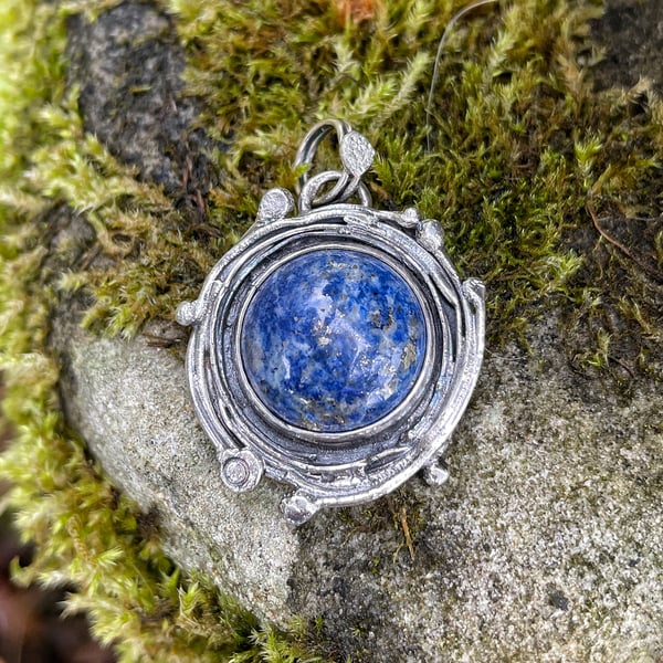 Sterling silver and lapis lazuli vortex pendant 