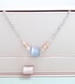 Moonstone and Vintage Pale Pink Satin Glass Bead Necklace - Image 4
