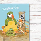 Fun Card Cute Puffin Illustration