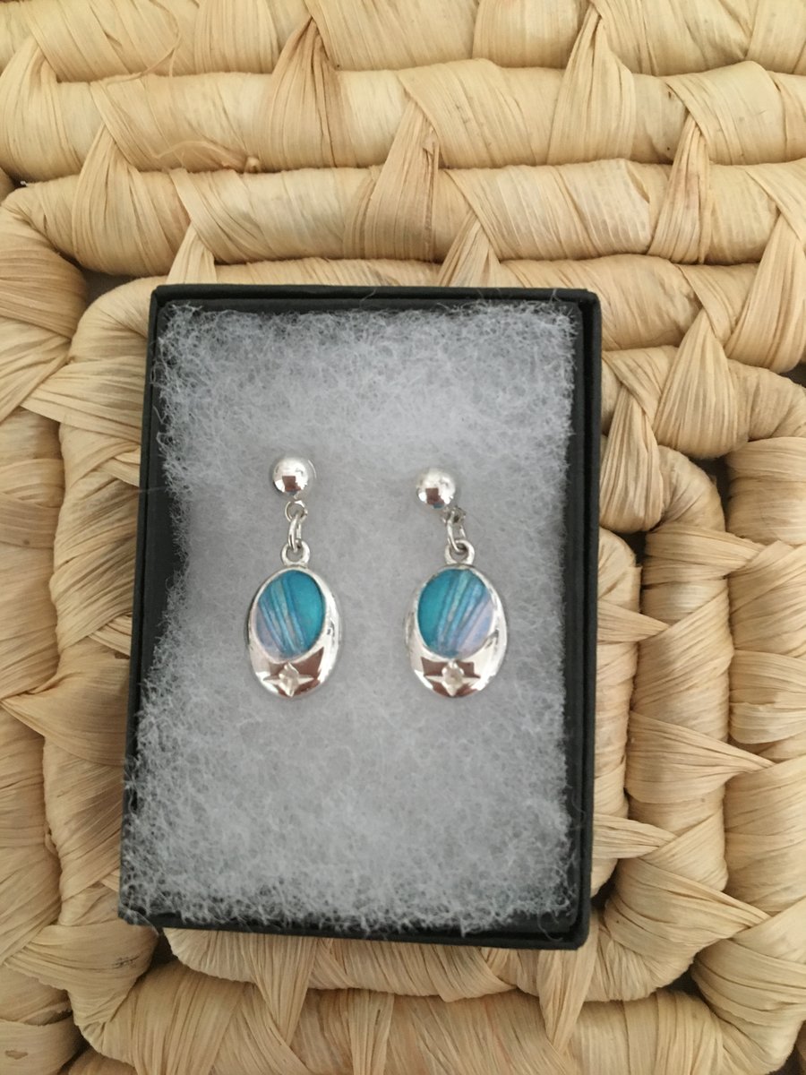 Handcrafted Azure Oval Earrings
