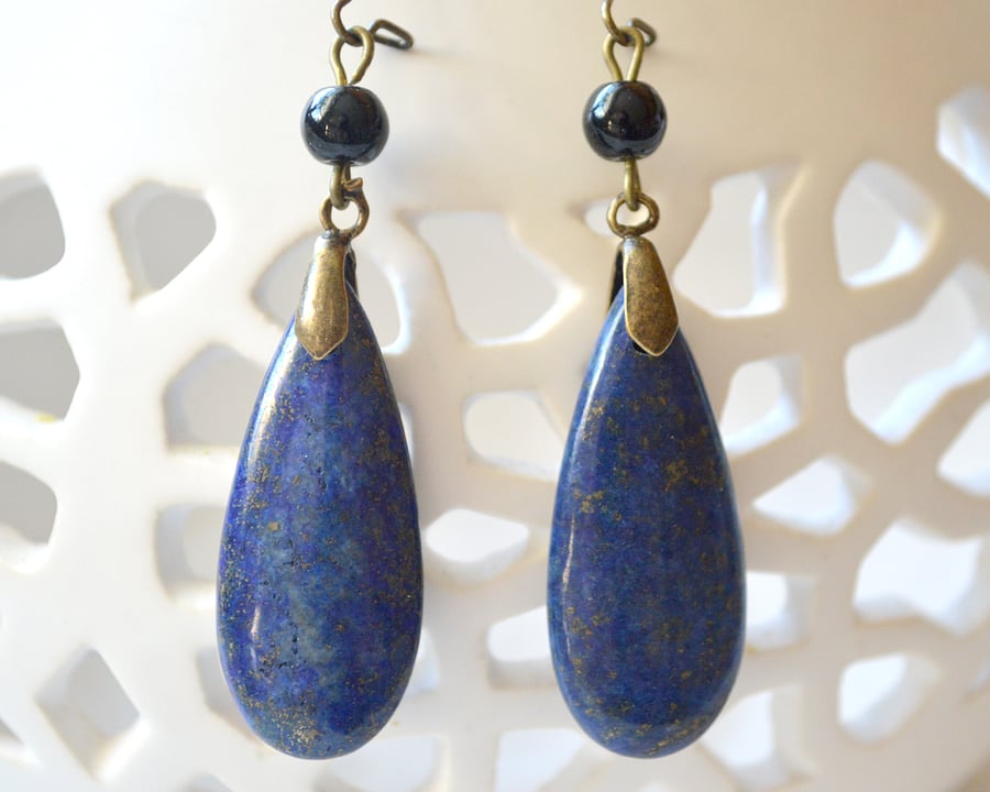 Deep Blue Lapis Lazuli Earrings