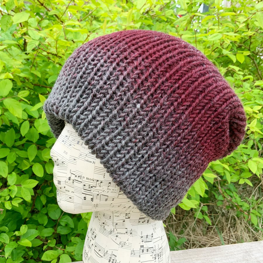 Reversible Hat. Slouchy. Beanie. Knitted Hat. Woolly Hat. Woollen Hat. Hats.