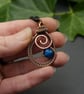 Copper Wire Weave Spiral Drop Pendant with Blue Agate Bead - Image 6