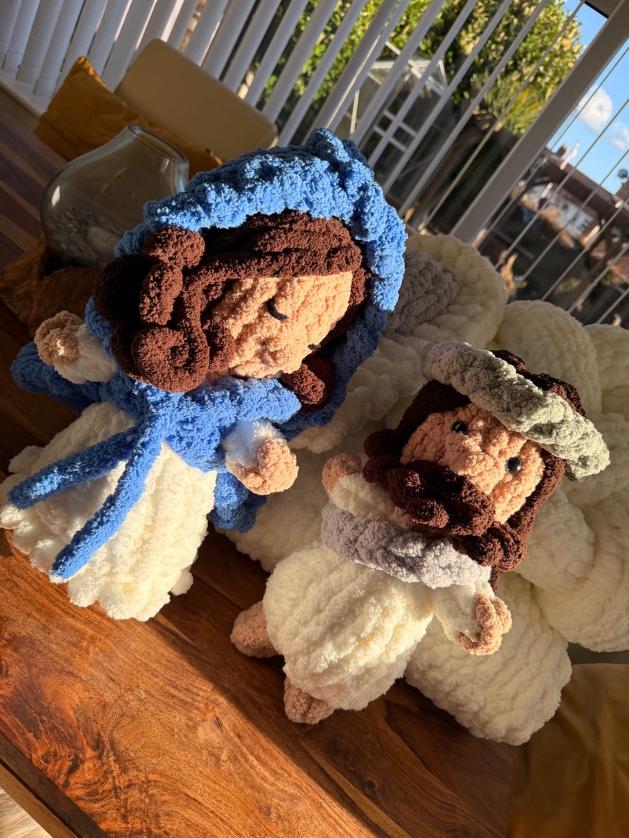 Handmade Knitted Jesus and Mary